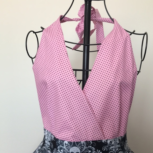 Pink and black skulls Apron. Rockabilly, Burlesque, 50s pin-up, goth - Picture 2 of 11